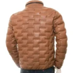 Men’s Quilted Zipper Closure Puffer Leather Jacket