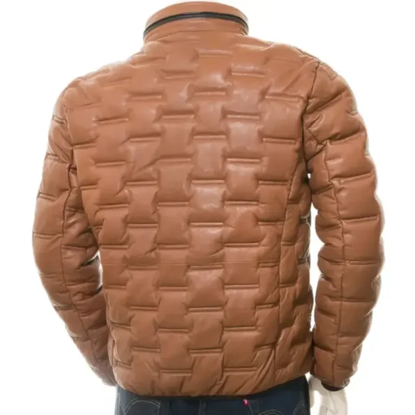 Men’s Quilted Zipper Closure Puffer Leathers Jacket