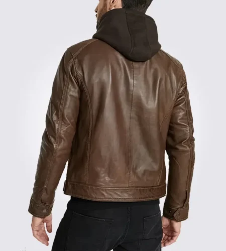 Eric Dark Brown Hooded Motorcycle Jacket