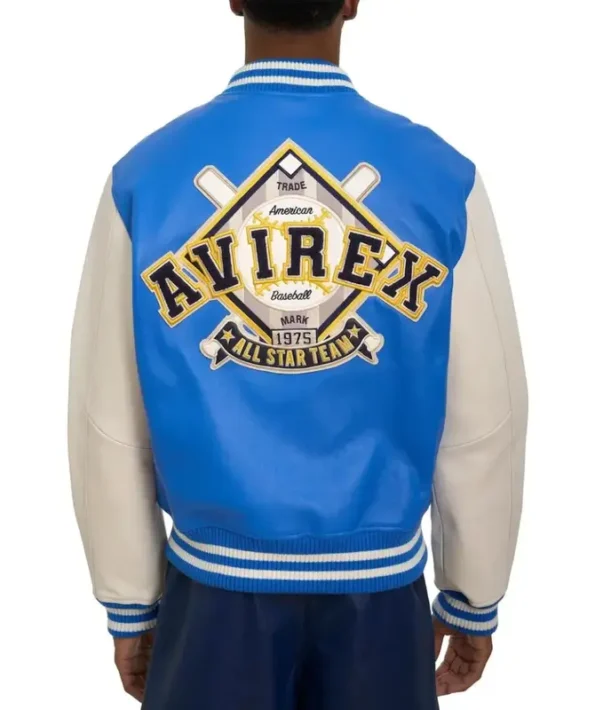 Avirex Baseball Varsity Zipper Leather Jackets For Mens