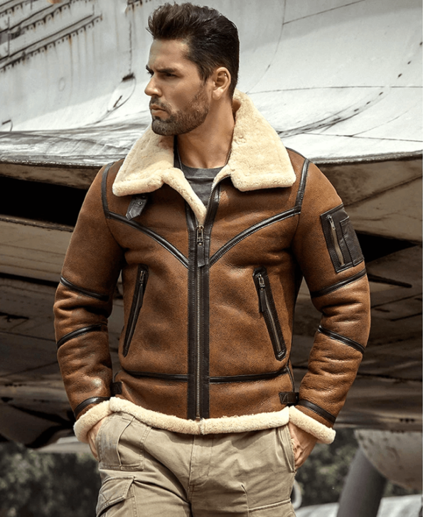 B3 Bomber Flight Aviator Sheepskin Leather Jacket For Men - TLJ