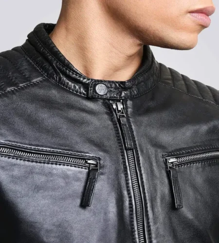 Chester Quilted Black Leather Jackets Men