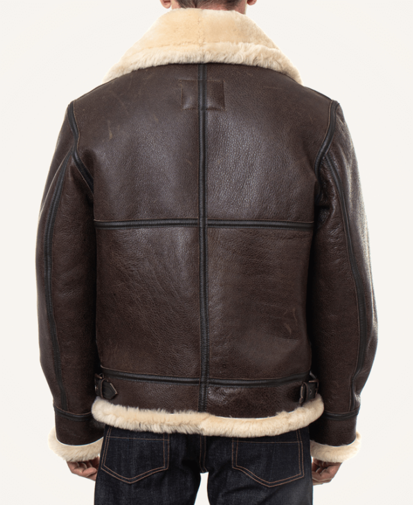 Classic Brown Lambskin B3 Bomber Shearling Jacket For Mens