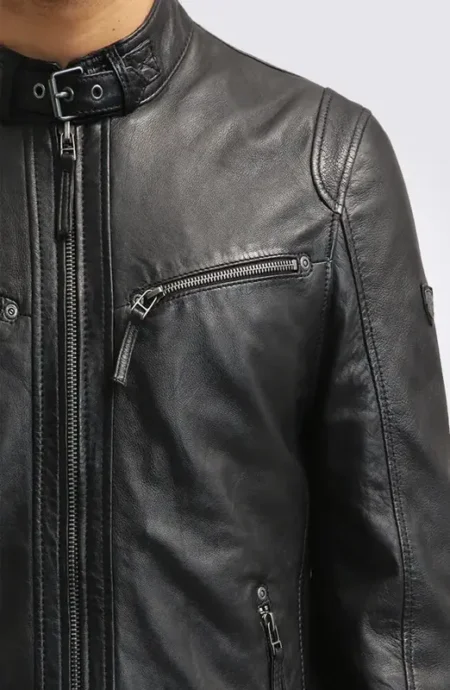 Cobie Classic Black Motorcycle Leather Jackets Men