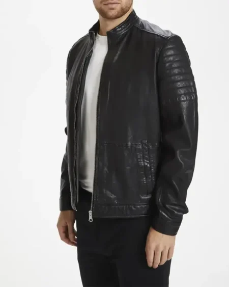 Davis Cafe Racer Black Leather Jacket