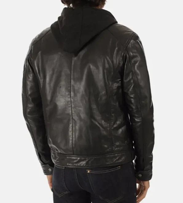 Eriko Black Hooded Genuine Lambskin Leather Jackets