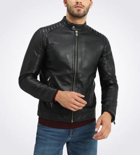 Ethan Men’s Casual Black Racer Leather Jacket