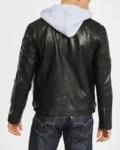 Leo Black Hooded Leather Jacket