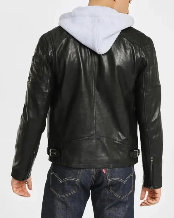 Leo Black Hooded Leather Jackets