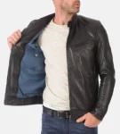 Men’s Alpha Black Hoodie Real Leather Jacket