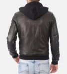 Men’s B-One Black Removable Hooded Leather Jacket