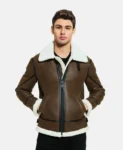 Mens Black Liner Shearling Leather Jacket