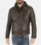 Men’s Erico Lifton Hood Chocolate Brown Lambskin Leather Jacket