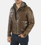 Men’s Erico Molton Mocca Hoodie Genuine Buffalo Jacket