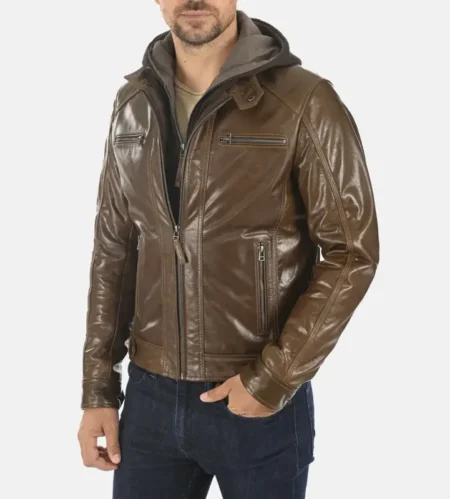 Men’s Erico Molton Mocca Hoodie Genuine Buffalo Jacket