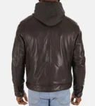 Men’s Eriko Dark Brown Hood Lambskin Leather Jacket