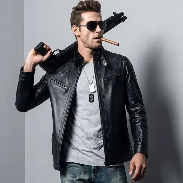 Men’s Genuine Sheepskin Biker Leather Jackets