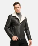 Moto Style Real Shearling Leather Jacket