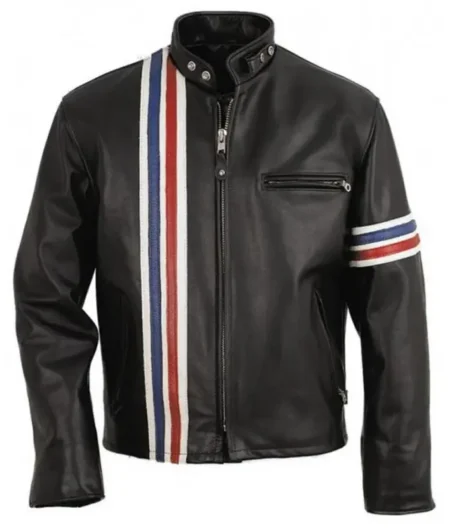 Peter Fonda Easy Rider Black Biker Sheep Leather Jackets Men