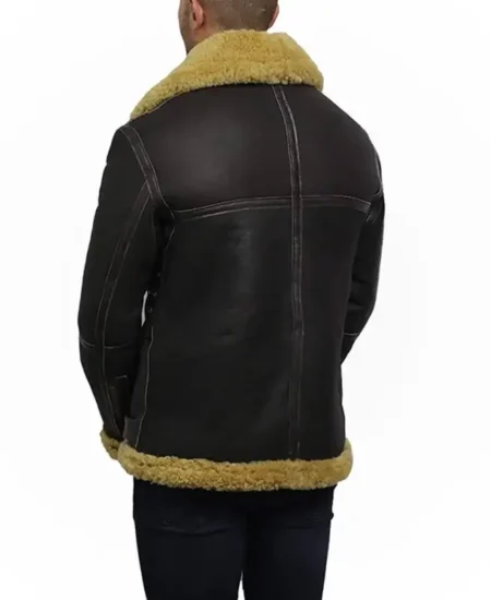 Real Shearling Lambskin Bomber Leather Jackets For Men