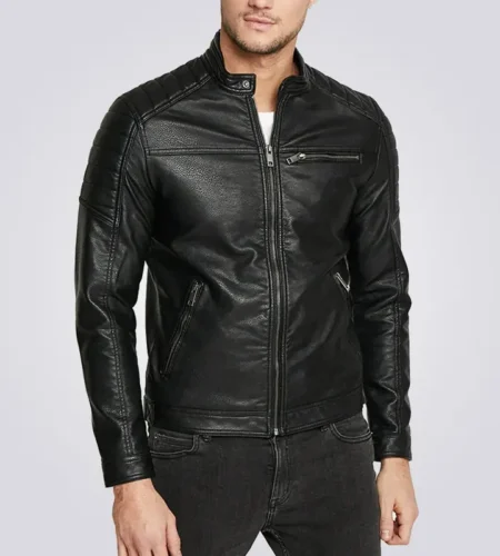 Rocky Men’s Casual Black Biker Leather Jacket