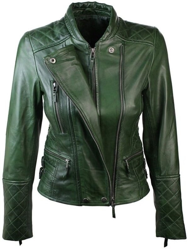 Women-Slim-FIt-Diamond-Quilted-Leather-Biker-Jacket-Green-1.jpg